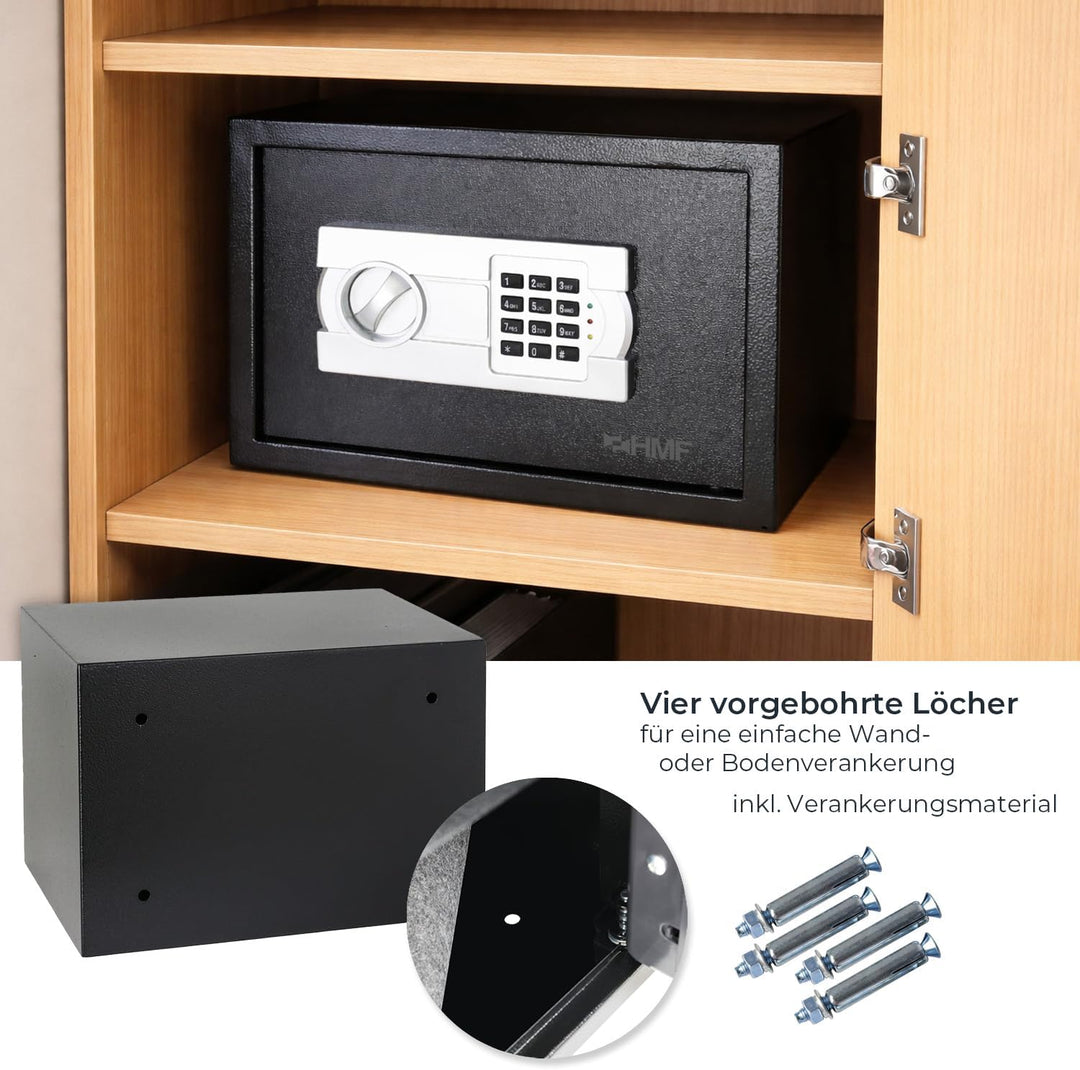 HMF Safe Tresor für Zuhause, Hotel oder Büro, Möbeltresor mit Zahlenschloss für DIN A4 Dokumente | 3