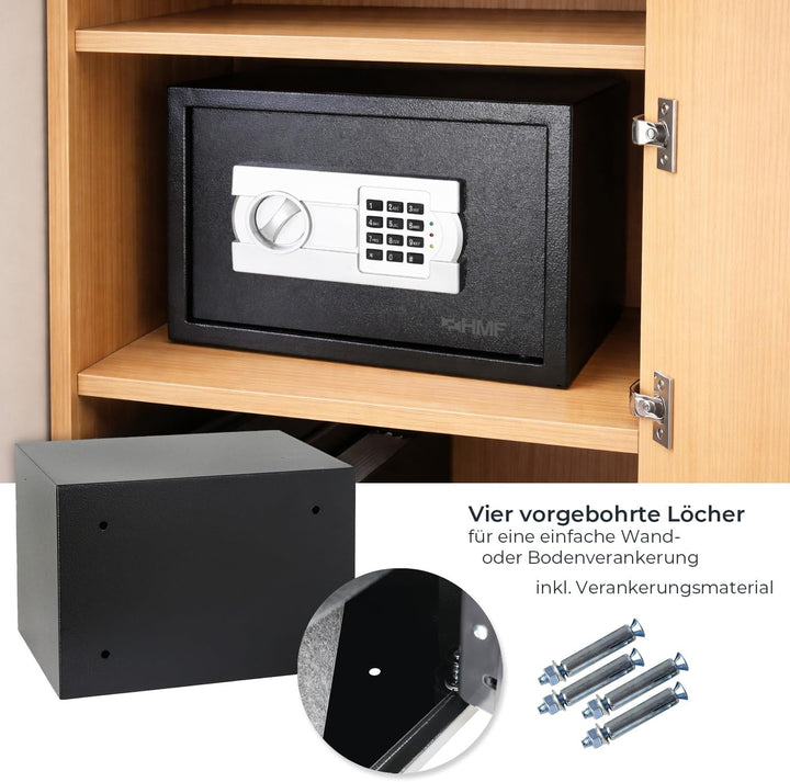HMF Safe Tresor für Zuhause, Hotel oder Büro, Möbeltresor mit Zahlenschloss für DIN A4 Dokumente | 3