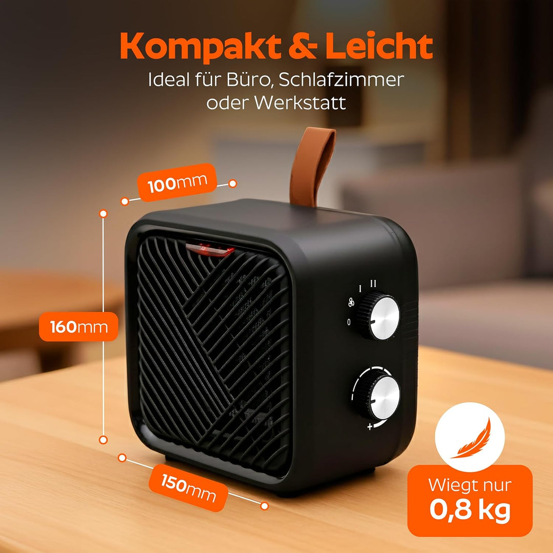 3 in 1 Keramik Elektro Heizlüfter – Elektroheizung klein & leiser Heizungslüfter mit Thermostat (100