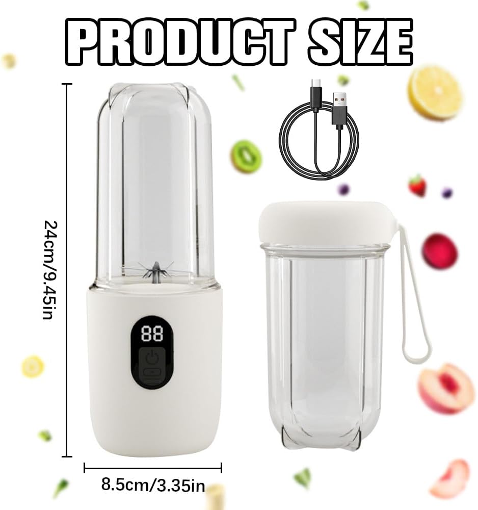 Tragbarer Mixer Smoothie Maker, 500 ml Mixer Smoothie Maker to Go mit Digitalanzeige, 16-Blatt, USB