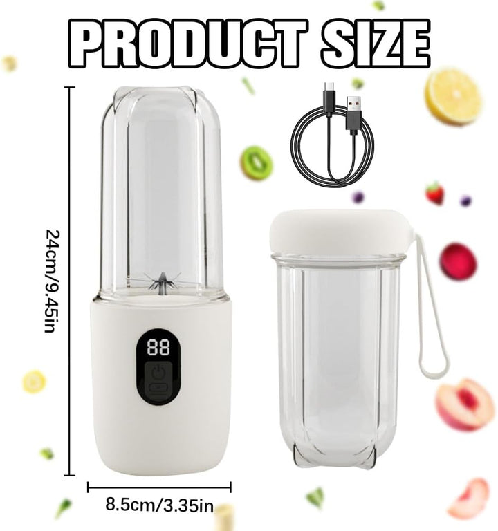 Tragbarer Mixer Smoothie Maker, 500 ml Mixer Smoothie Maker to Go mit Digitalanzeige, 16-Blatt, USB