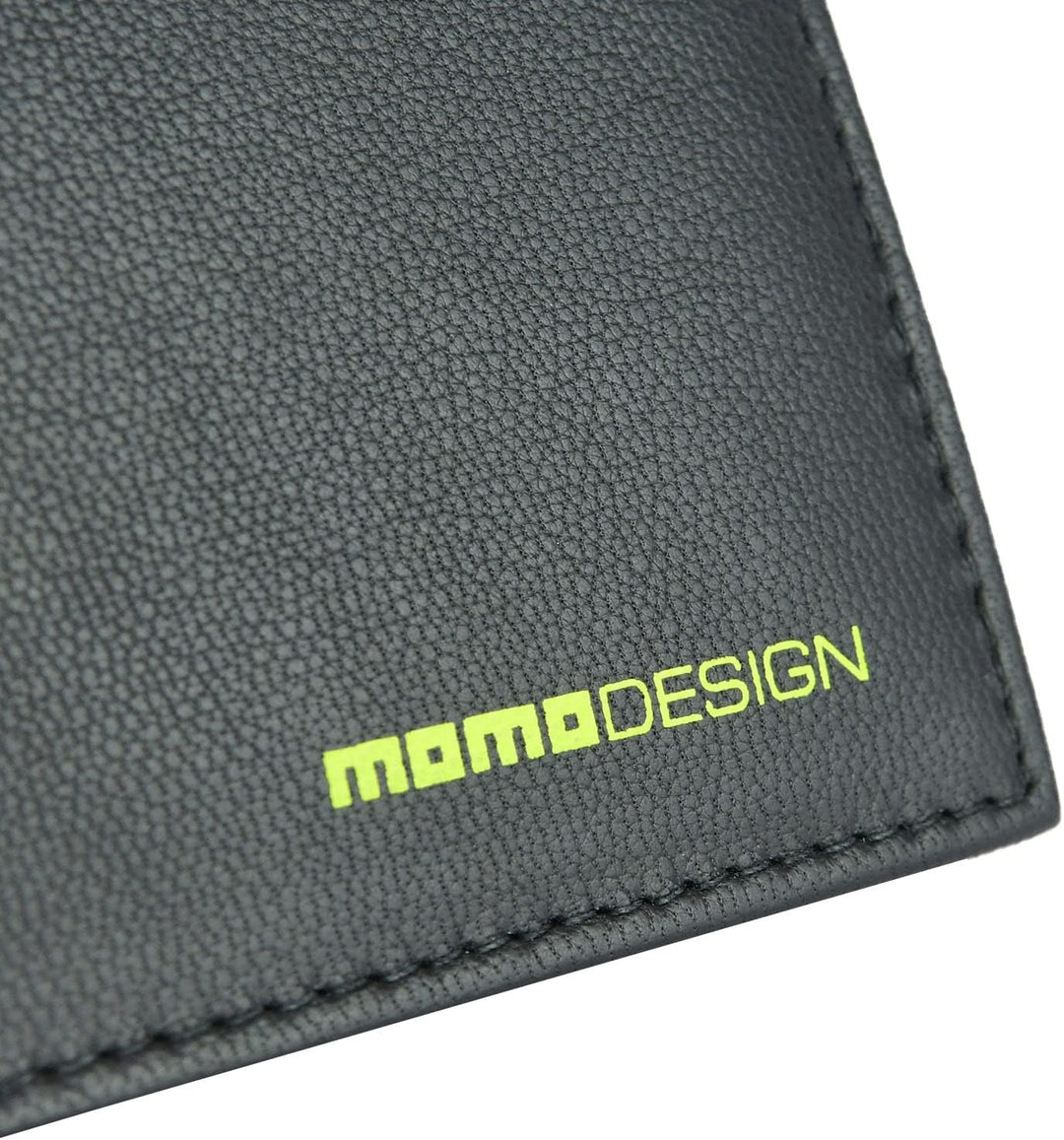 MOMO DESIGN Herren-Geldbörse aus echtem Leder, mit RFID-Schutz, Geschenkbox aus Holz, Klassisch schw