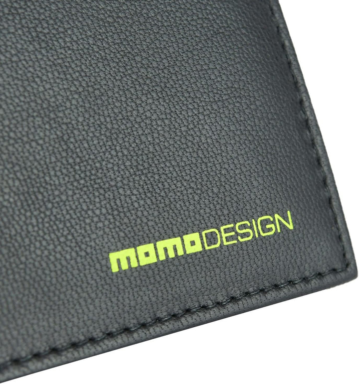 MOMO DESIGN Herren-Geldbörse aus echtem Leder, mit RFID-Schutz, Geschenkbox aus Holz, Klassisch schw