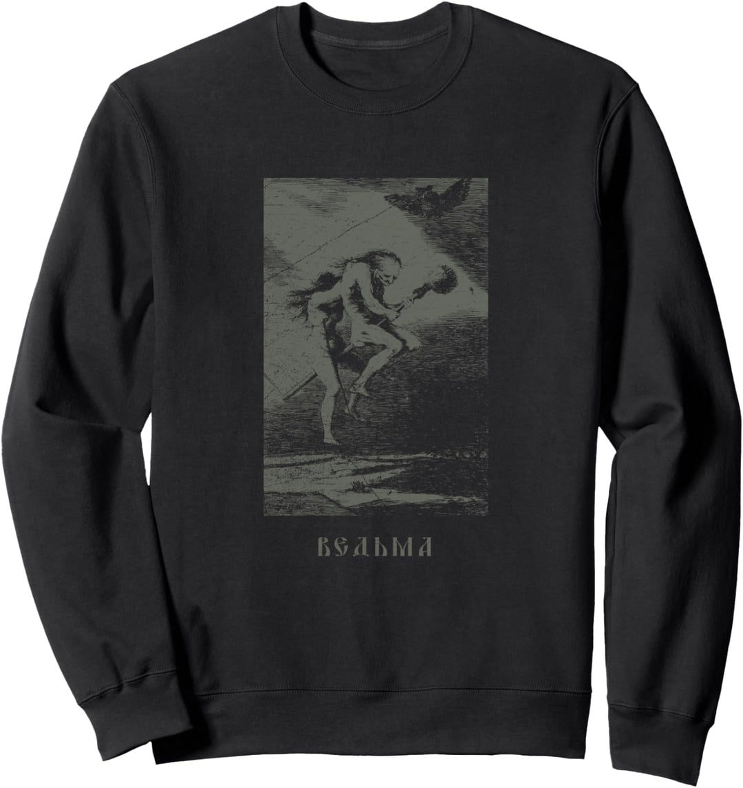 Occult Russland Hexe Baba Jaga Slavic Horror Goth Vintage Sweatshirt