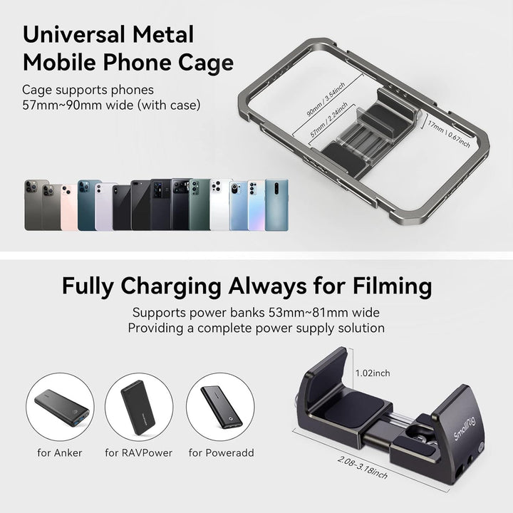 SMALLRIG Universal Phone Video Rig Kit für Vlogger Video Creators, Aluminium-Handheld-Kit für iPhone