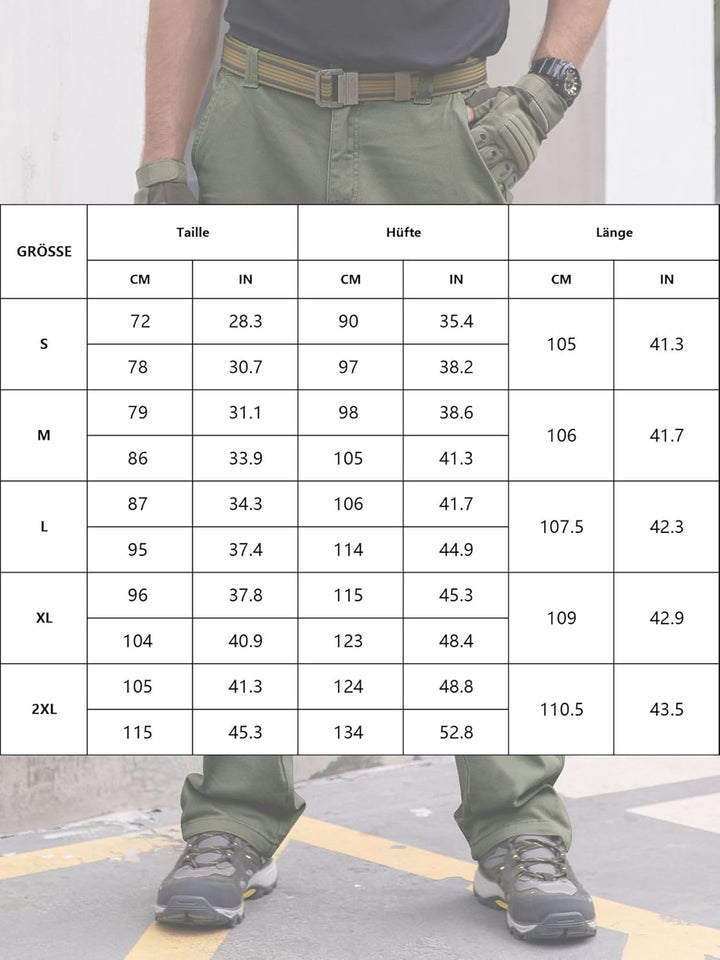 Herren Cargohose Baumwolle Baggy Chino Hosen Freizeit Outdoorhose Arbeitshose Trouser Pants, S Gr&#x