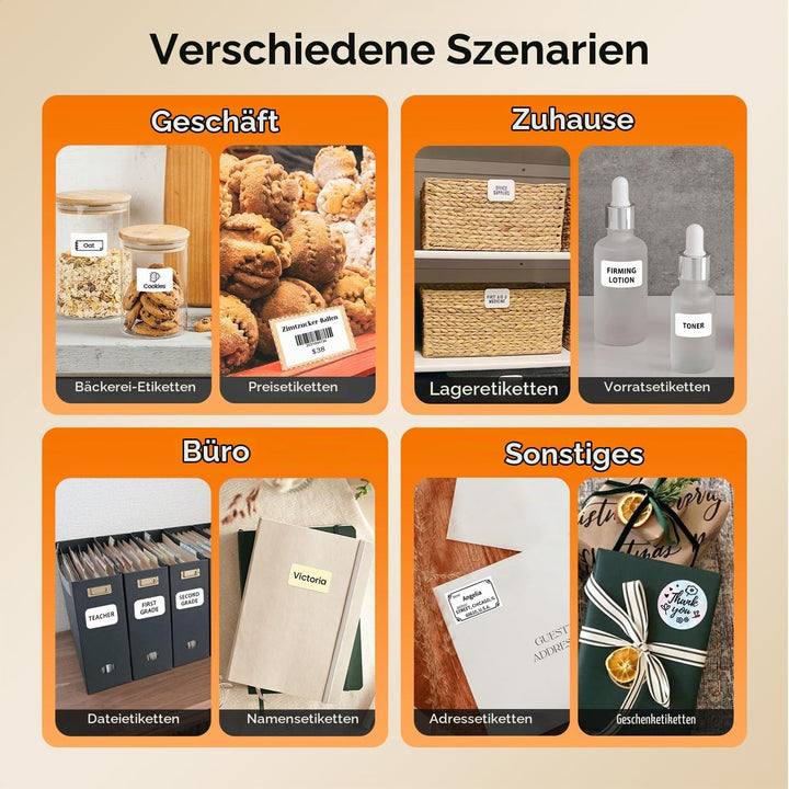 Phomemo M120 Etikettendrucker Bluetooth, Mini Labeldrucker Sticker Drucker Etikettiergerät für Barco