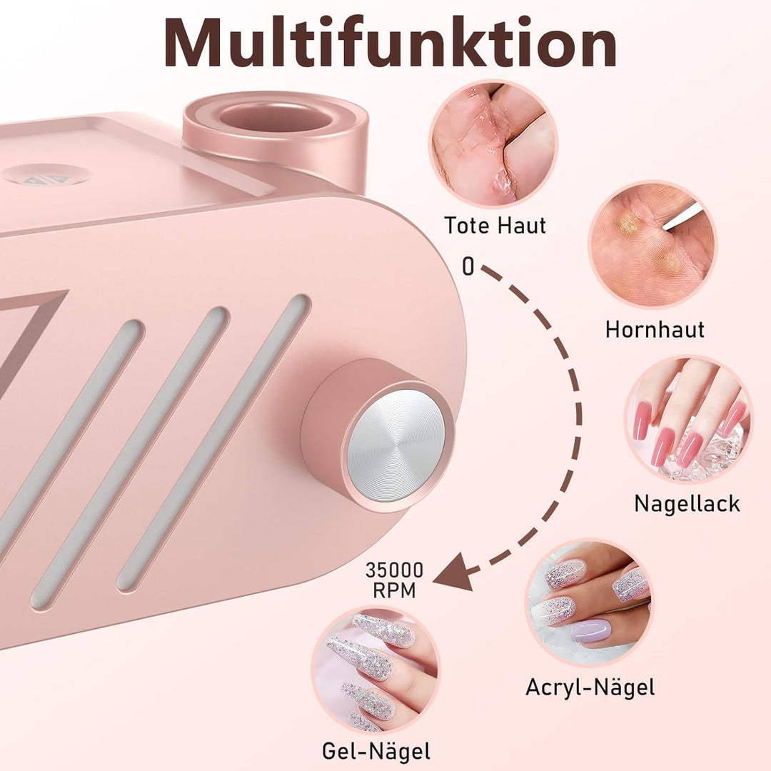 Enniewi Nagelfräser, 35000U/M Professioneller Nagelfräser für Gelnägel und Acrylnägel, Maniküre Pedi