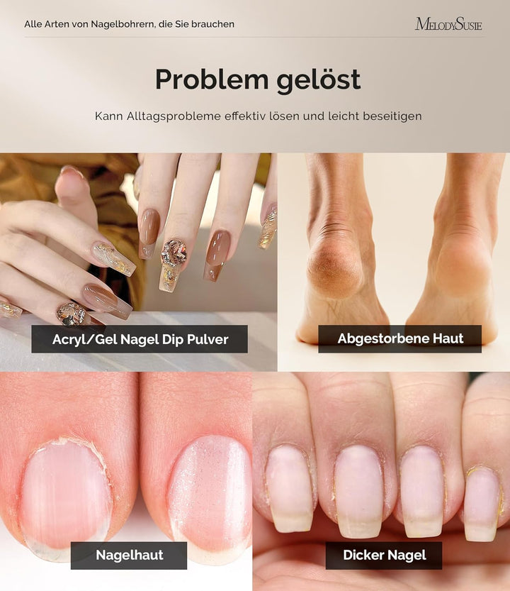 MelodySusie Kabellos Nagelfräser für Gelnägel, Elektrische Nagelfeile 25000 u/min, PC180G Profession