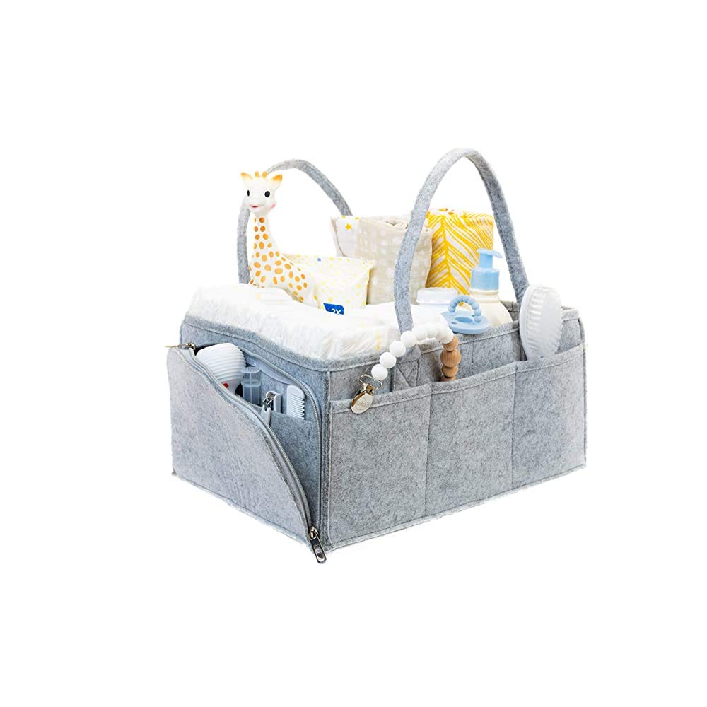 Copiel Windel Organizer, tragbare Wickeltasche Filz Baby Windel Organizer mit austauschbaren Fächern