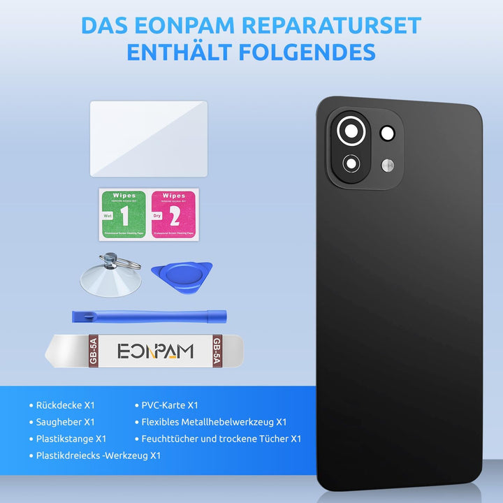 Eonpam Akkudeckel für Xiaomi Mi 11 Lite Rückseite Glas Original Backcover Back Glas Ersatz Reparatur