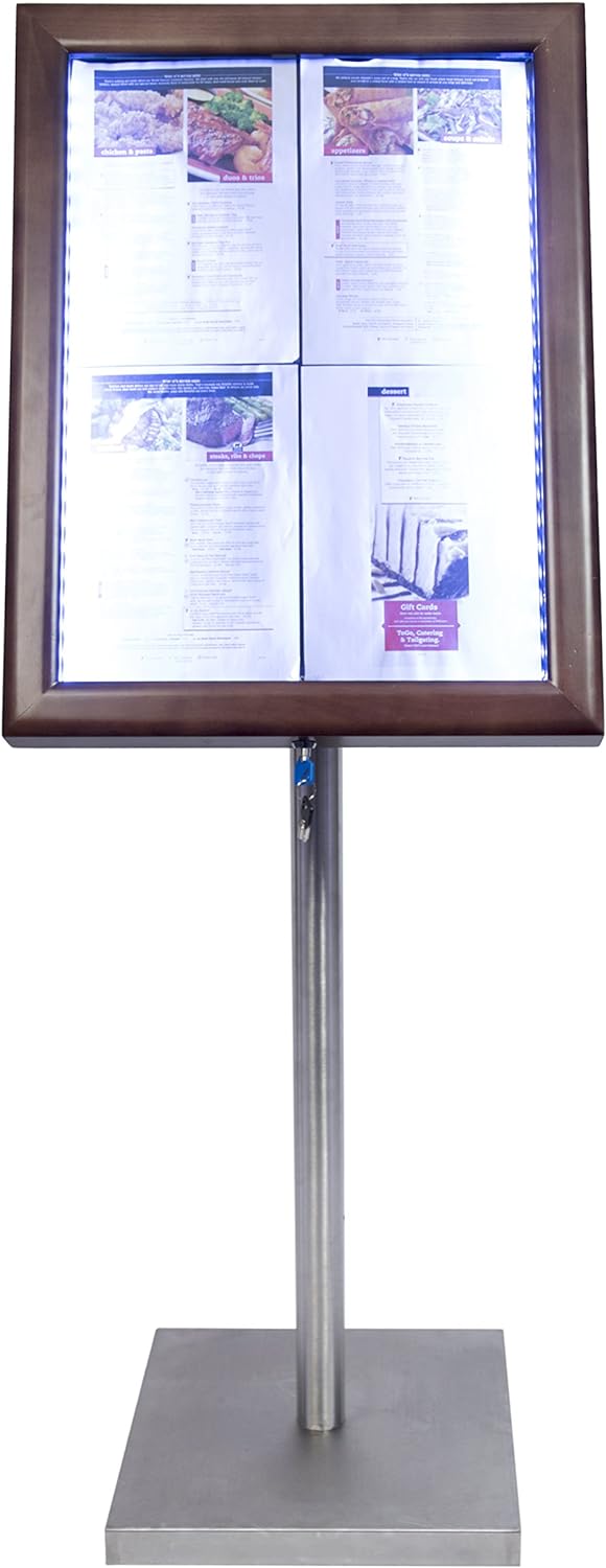 Securit LED Classic Glas Info-Display, 4 x A4 (A2), 53 x 70 x 6 cm, braun Rahmen (mcs-4 a4-wldb) bra