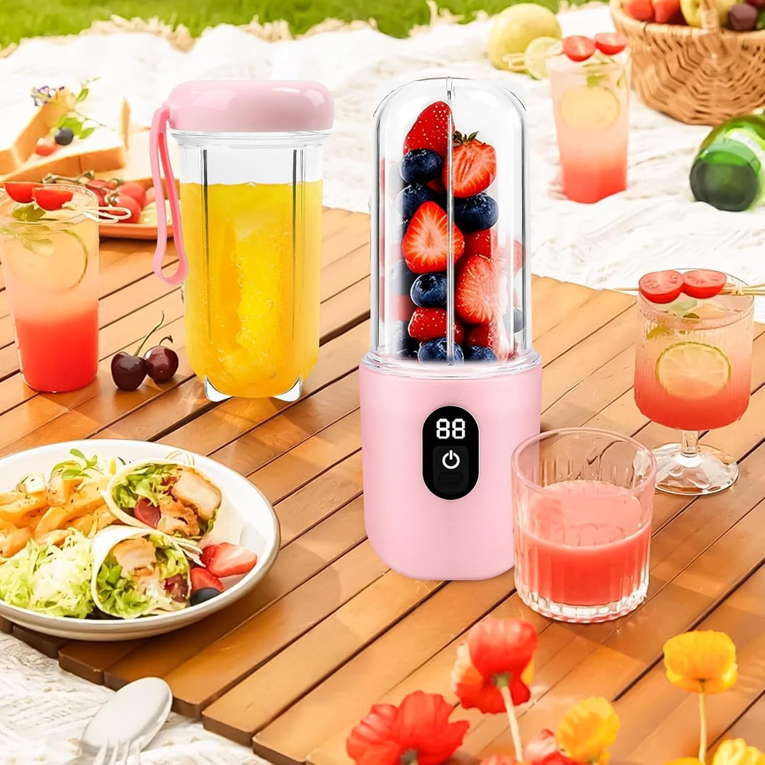 Tragbarer Mixer, Portabler Elektrischer Saftpresse mit Digitalanzeige, 1500mAh Akku, Drahtloser Gebr