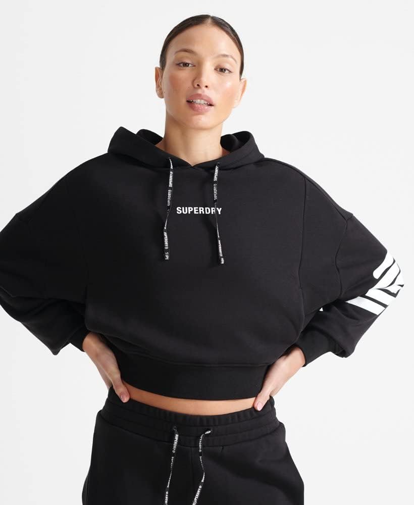 Superdry Damen Train Core Hood Hooded Sweatshirt L Schwarz, L Schwarz