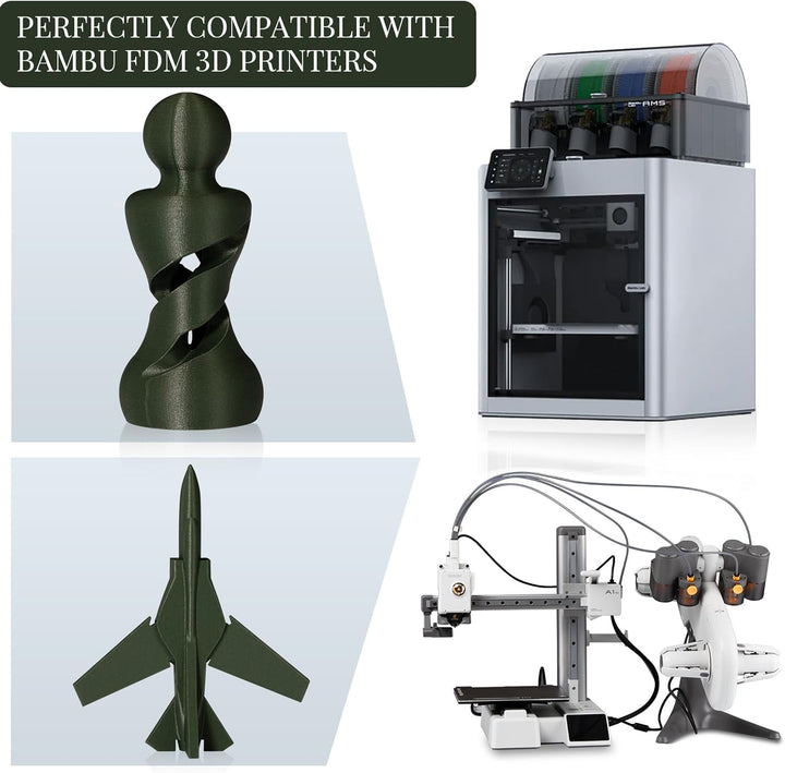 Kohlefaser PETG Filament 1.75mm, TINMORRY PETG-CF 3D-Druckmaterialien, Kompatibel mit Bambu FDM 3D-D