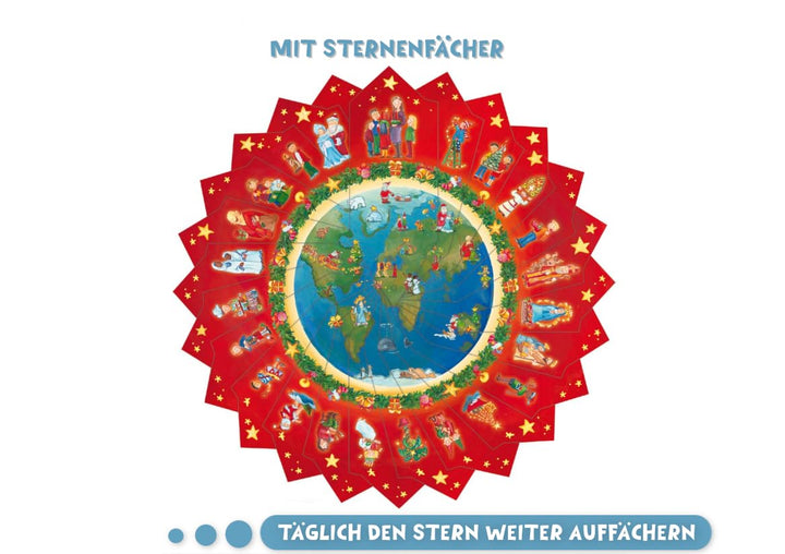Weihnachtliche Reise um die Welt. Ein Adventskalender zum Vorlesen mit einem grossen Sternenfächer z