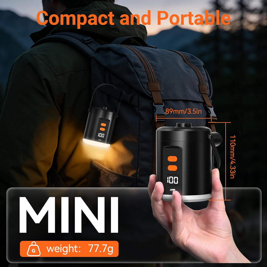 Preciva Elektrische Luftpumpe mit Akku, 5000mAh USB-C wiederaufladbar, 280L/Min 4kPa, Kompakte Campi