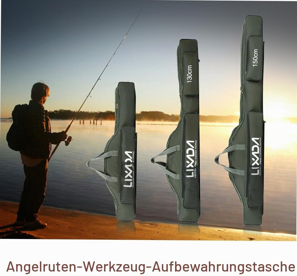 Lixada Tragbare Angeltasche, faltbar, Angelrutentasche, Outdoor-Angeltasche, 100 cm/130 cm/150 cm Gr