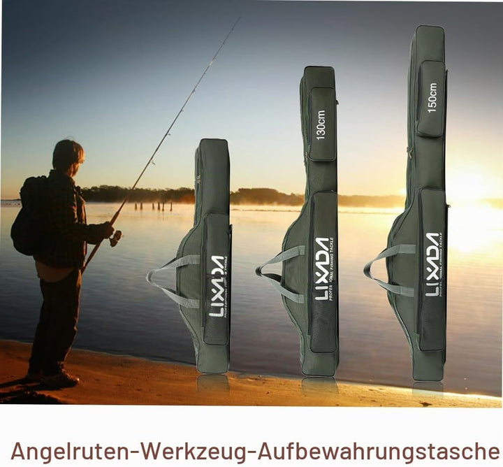 Lixada Tragbare Angeltasche, faltbar, Angelrutentasche, Outdoor-Angeltasche, 100 cm/130 cm/150 cm Gr
