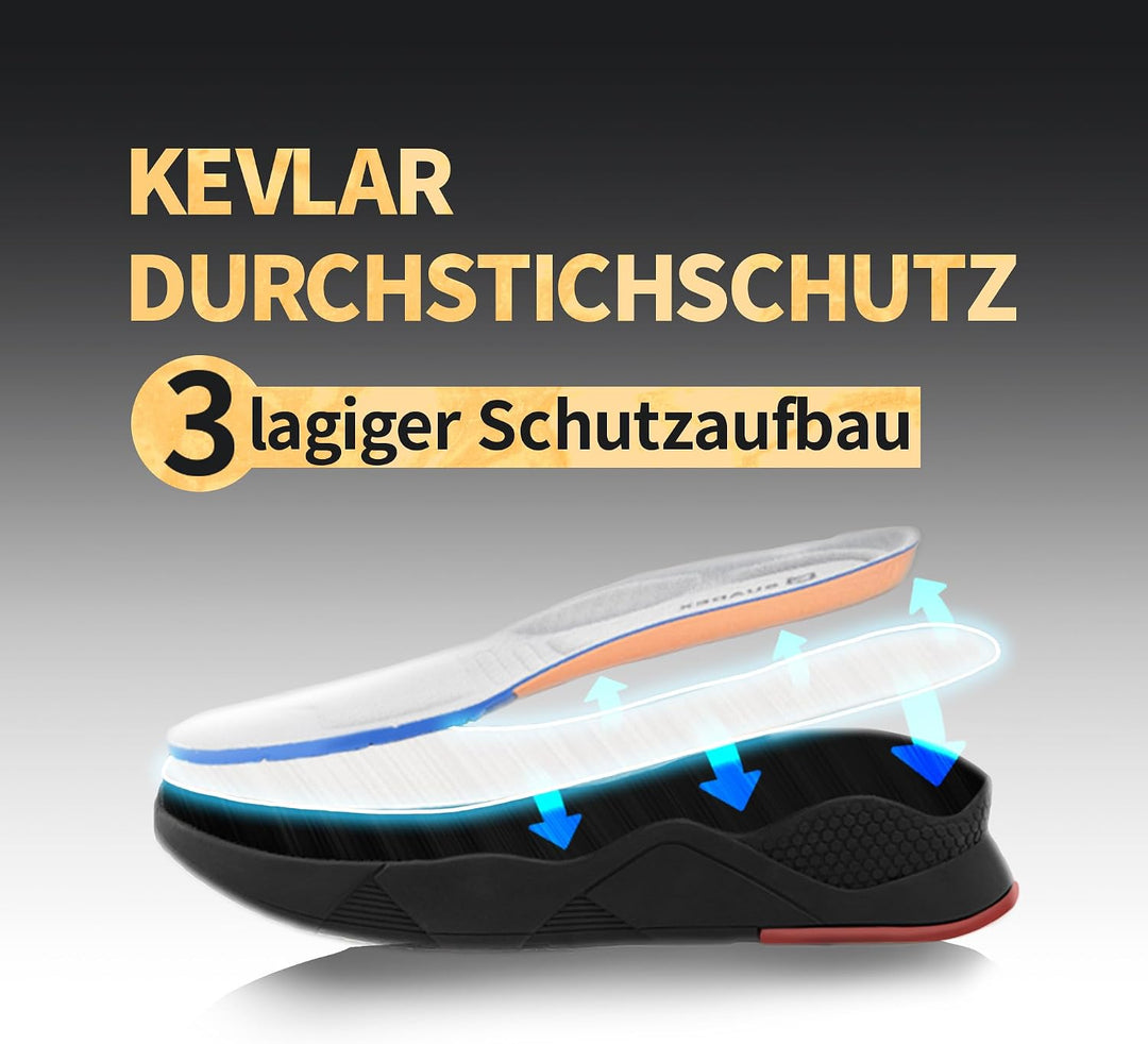 SUADEX Arbeitsschuhe Herren Sicherheitsschuhe Damen Leicht Atmungsaktiv Unisex Stahlkappenschuhe 42