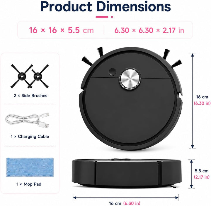 Mini Saugroboter, Mini staubsauger Roboter, Kleiner Saugroboter, Staubsaugerroboter für Auto, 3-in-1