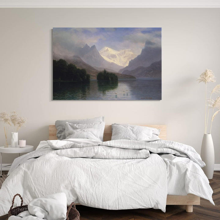 Printed Paintings Leinwand (80x60cm): Albert Bierstadt - Berg-Szene 80x60 cm, 80x60 cm
