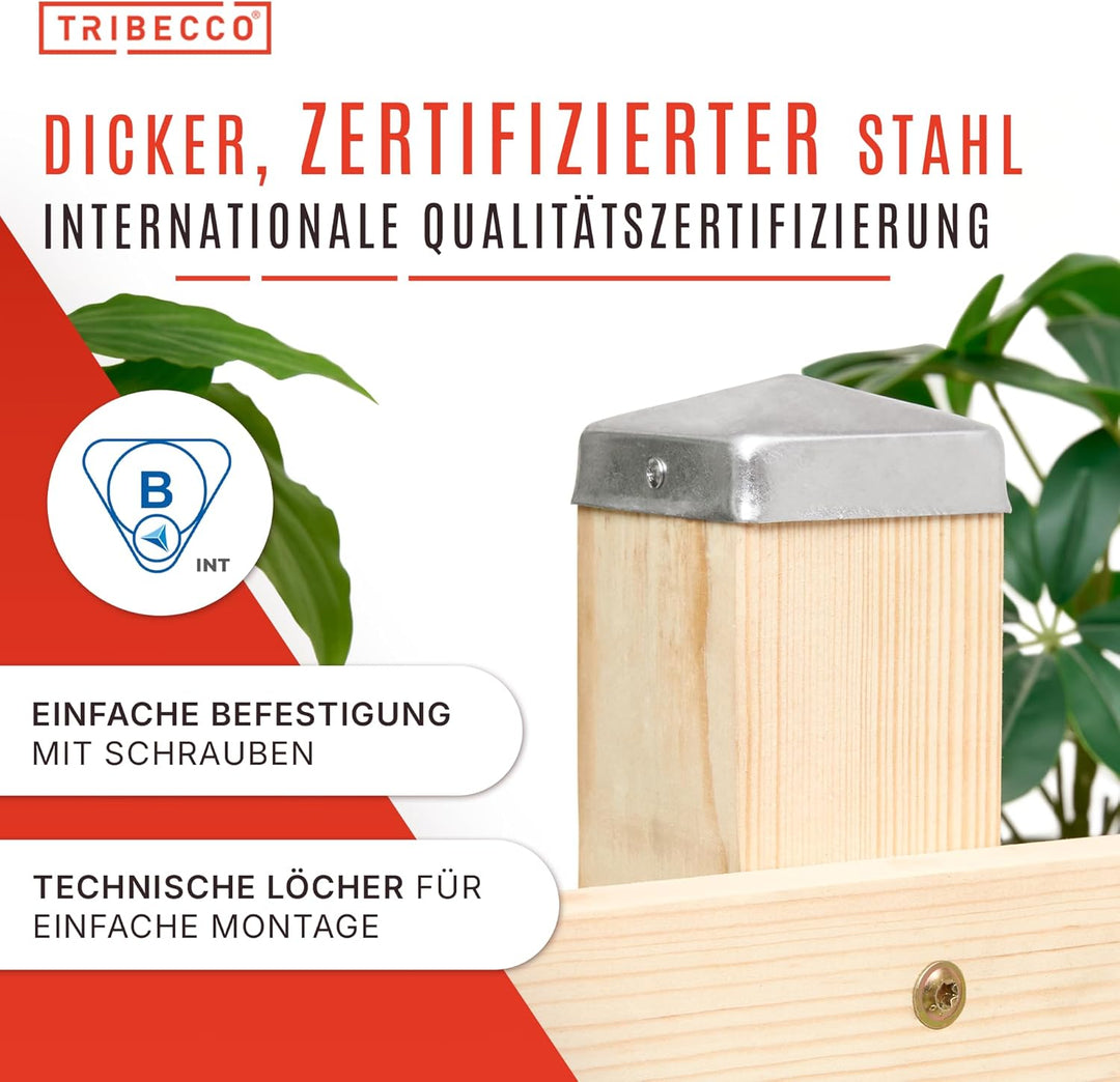 TRIBECCO® 10 Pfostenkappen 9x9 cm - 90x90 mm, Zaunpfosten Kappen für Holzpfosten, Abdeckkappen für Z