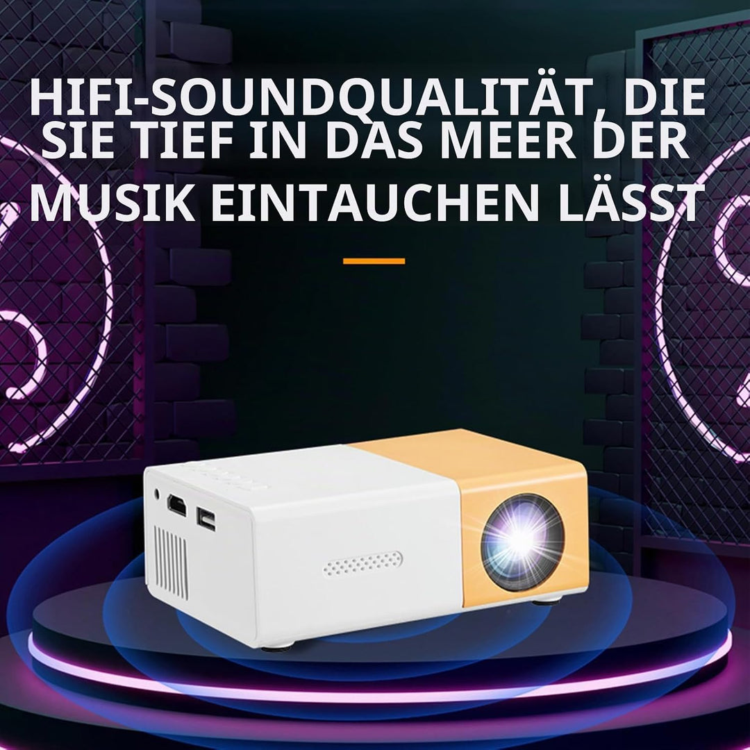 Ejoyous Beamer Klein, 1080P 100ANSI 1000LM Helligkeit Projektor Tragbarer für Heimkino Schlafzimmer