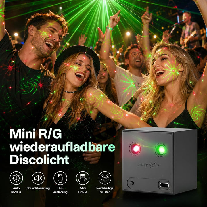 2 Stücke Mini Discolicht Partylicht, Disco Licht Musikgesteuert mit 64 dynamischen Discolichteffekte