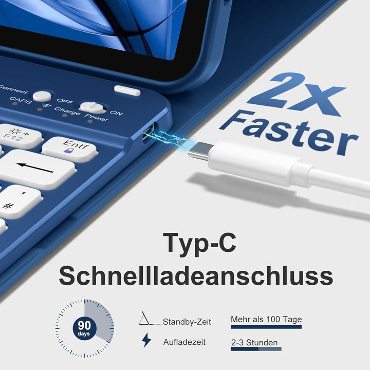Hülle mit Tastatur für iPad Air 11 Zoll M3 2025 M2 2024/Air 5 Generation 2022 4 Gen 2020 10,9 Zoll,