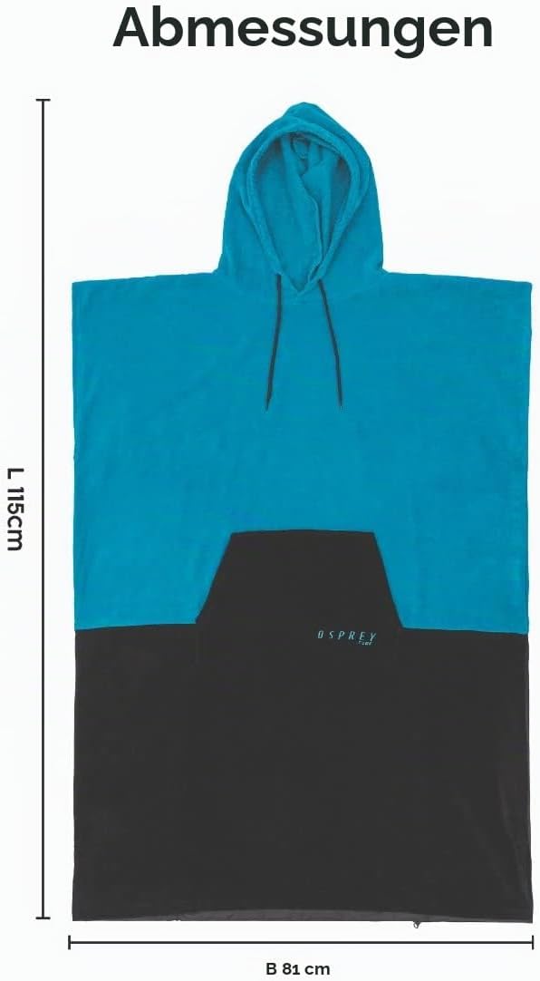 Osprey Handtuch Poncho | Unisex Kapuzen Surf Poncho Strand Wickelmantel für Damen und Herren Surfen