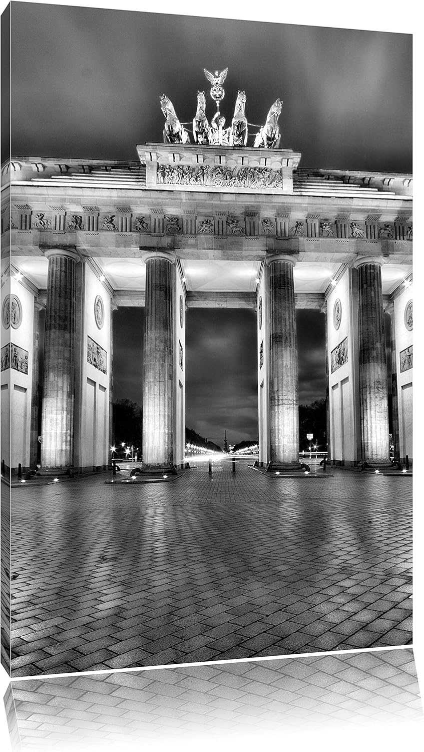 Pixxprint Monocrome, erleuchtetes Brandenburger Tor, Format: 100x70 auf Leinwand, 100x70