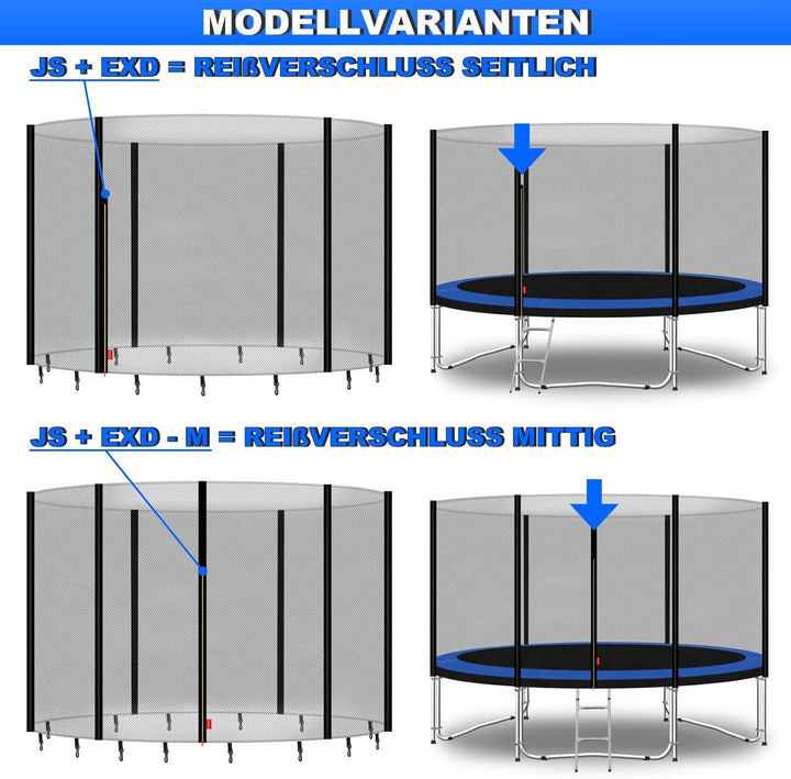 Baunsal® Trampolin Sicherheitsnetz Ø 183 185 244 250 275 277 300 305 335 337 366 370 396 400 427 430