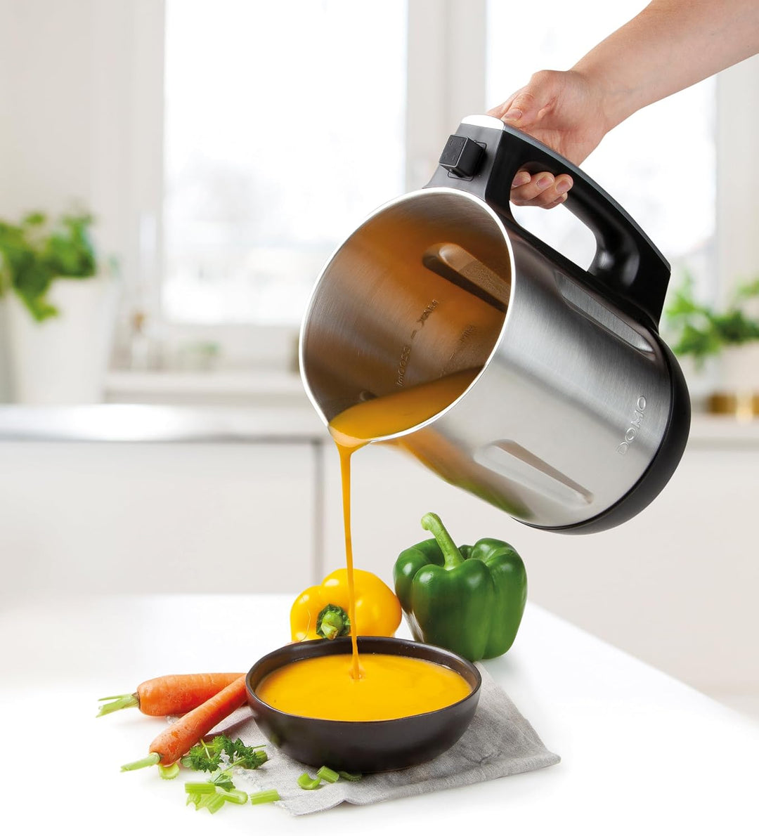 DOMO DO716BL Suppenkocher Edelstahl - 2,2 L - 7 Programme LED - mit Memoryfunktion