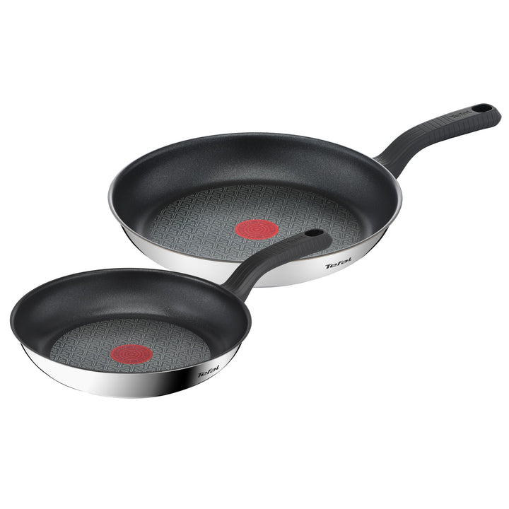 Tefal G726S204 Set, Edelstahl, 24 cm und 28 cm, 2-teilig Kochgeschirr, Comfort Max, Bratpfannen, Sch