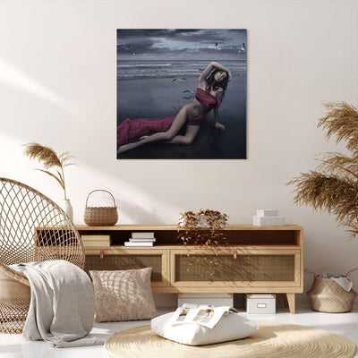 ARTTOR Bilder auf Leinwand 70x70cm Leinwandbild Modell Möwe Vogel Natur Gross Wanddeko Bild Schlafzi