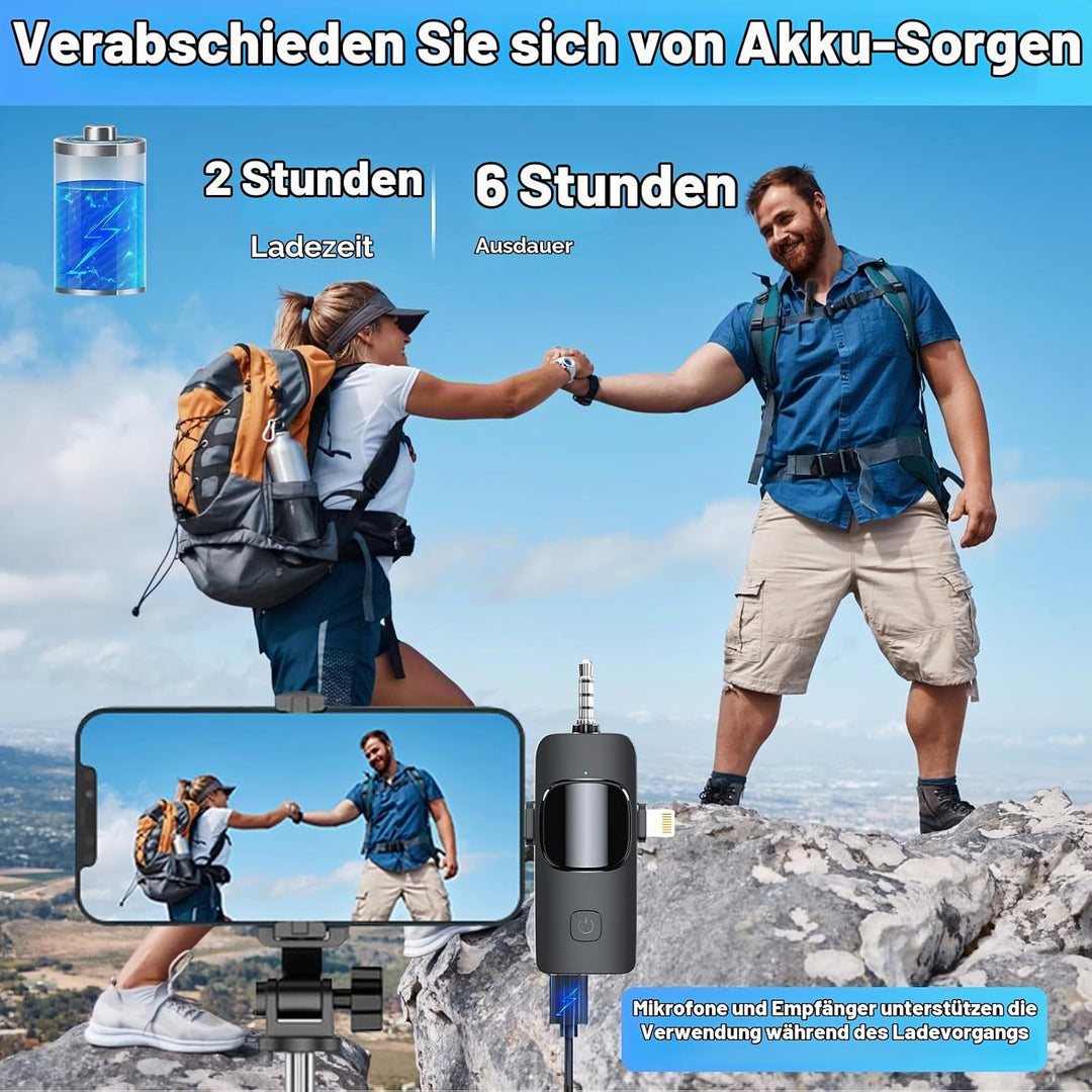 GKEAPZA Kabelloses Lavalier Mikrofon für Handy/iPhone/Computer, Wireless USB C Ansteckmikrofon für V