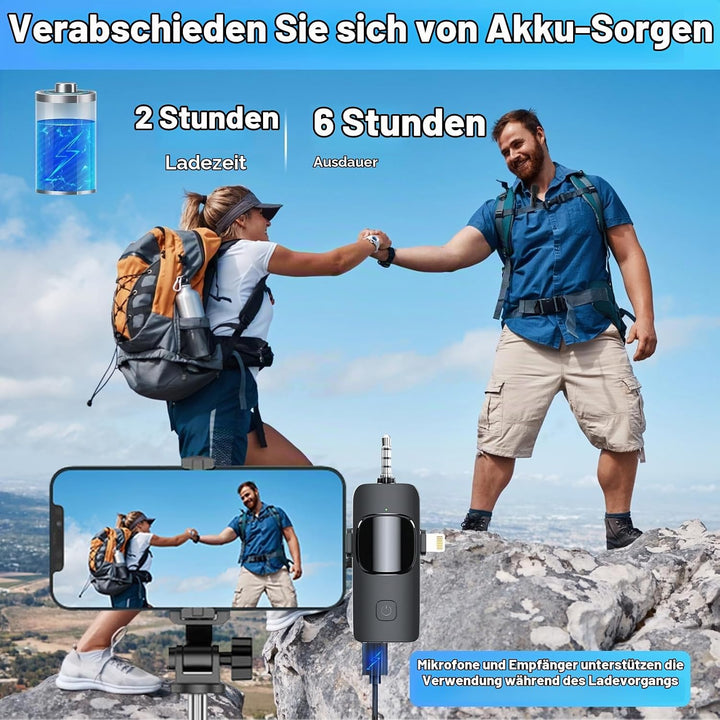GKEAPZA Kabelloses Lavalier Mikrofon für Handy/iPhone/Computer, Wireless USB C Ansteckmikrofon für V