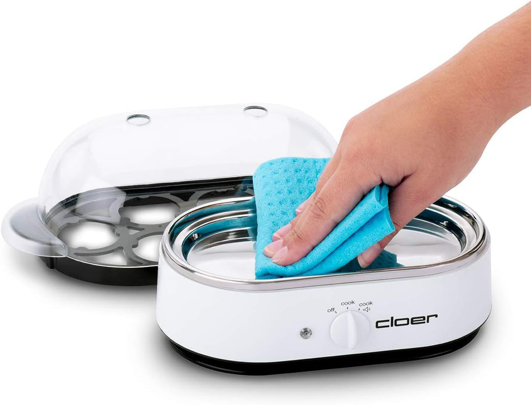 Cloer 6081 Eierkocher mit akustischer Fertigmeldung, Kunststoff, weiss