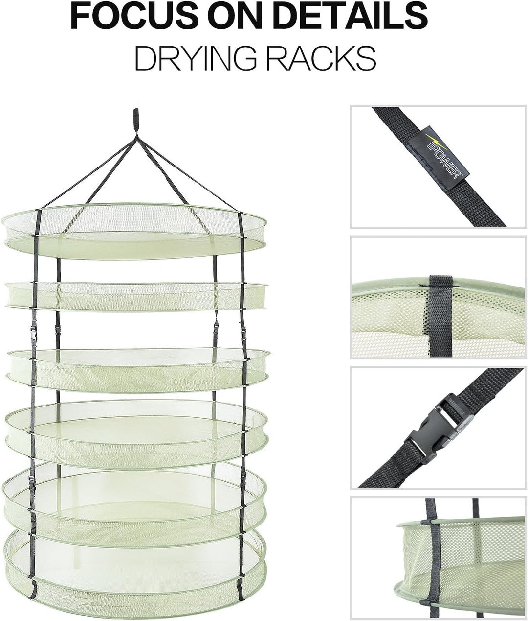 iPower Zusammenklappbares, atmungsaktives Netz-Kräuter-Abtropfgestell für Knospen und Hydrokulturpfl