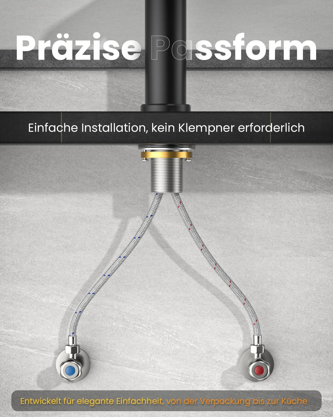 APPASO Wasserhahn Bad Schwarz, wasserfall wasserhahn, Waschbeckenarmatur mit, Auslauf Höhe 115mm, ar