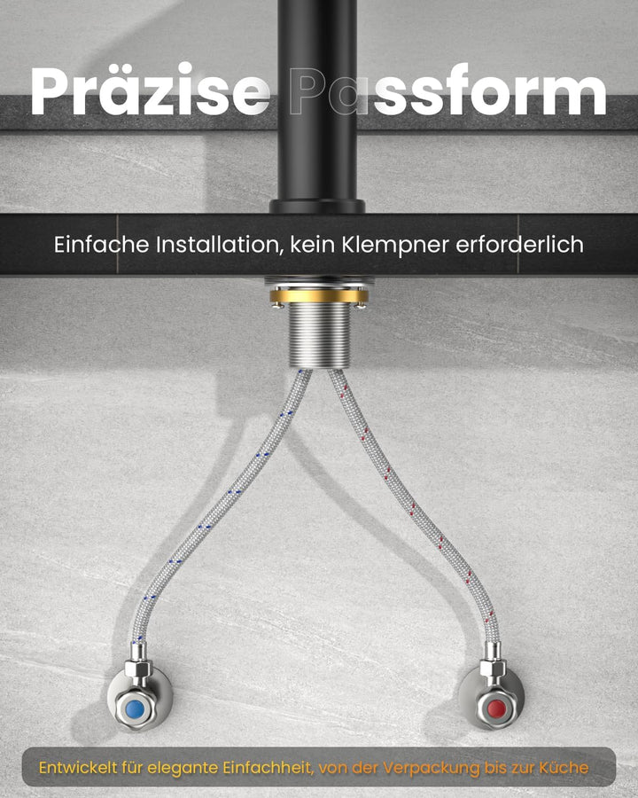 APPASO Wasserhahn Bad Schwarz, wasserfall wasserhahn, Waschbeckenarmatur mit, Auslauf Höhe 115mm, ar