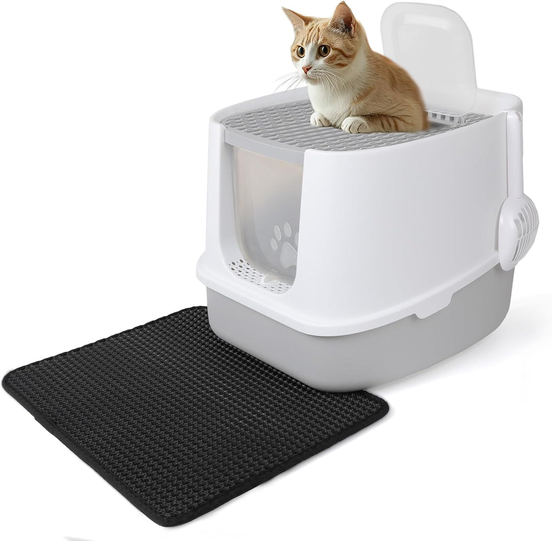 CALIYO Katzenklo, katzentoilette mit Deckel, Schaufel, Matte, Katzenklo Geschlossen Für grosse Katze