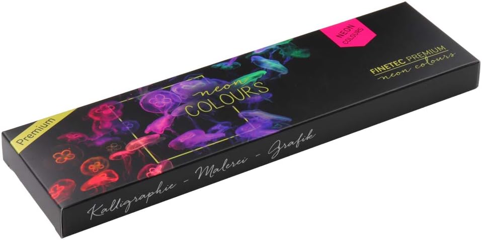 Finetec FN9000 Metallfarbkasten, 6 Premium NEON-Aquarellfarben, 6 Farben, 1 Stück (1er Pack) Klassis