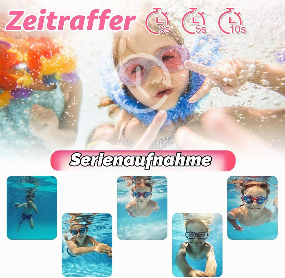Ushining Kinderkamera Wasserdichte Kamera für Kinder, 1080P Digitalkamera Videokamera Selfie Kamera