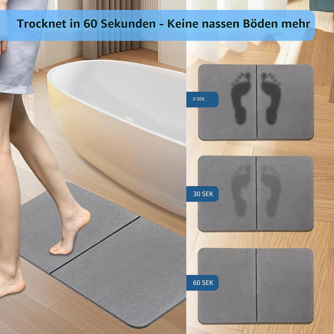 FORESTDREAM Faltbare Kieselgur Duschmatte, rutschfeste Badematte aus Stein, Schnell Trocknende Badez