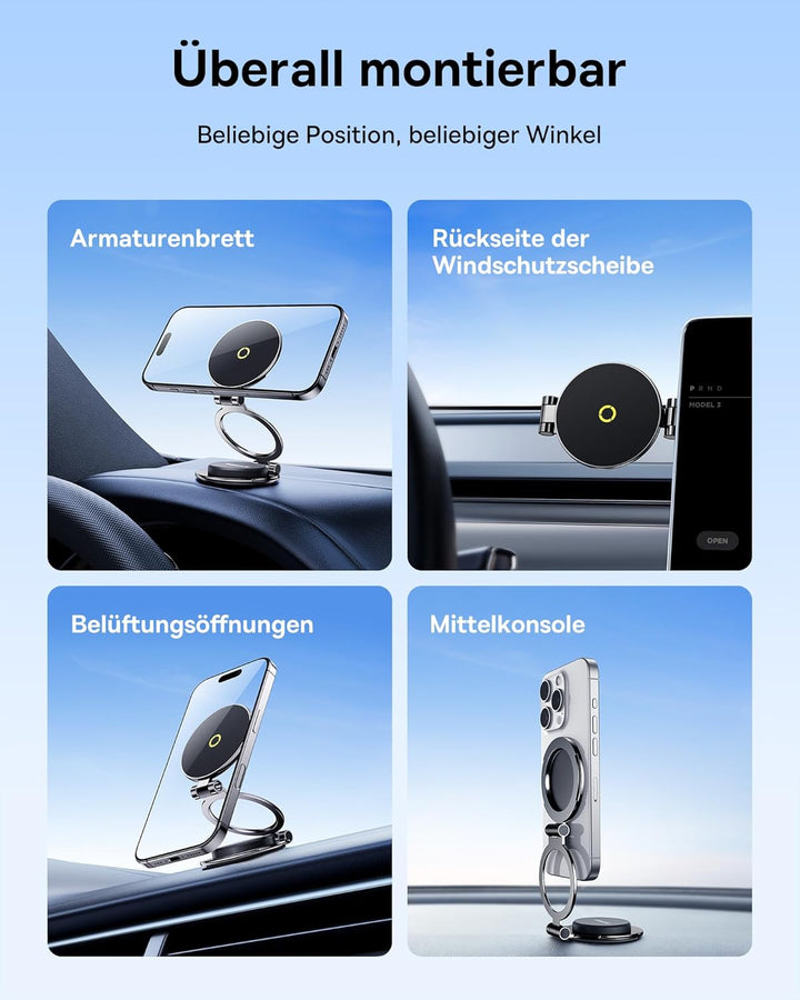 Baseus MagPro II Handyhalterung Auto Magnet, 360° Drehbar & Ausziehbar MagSafe Handy Halterung Auto