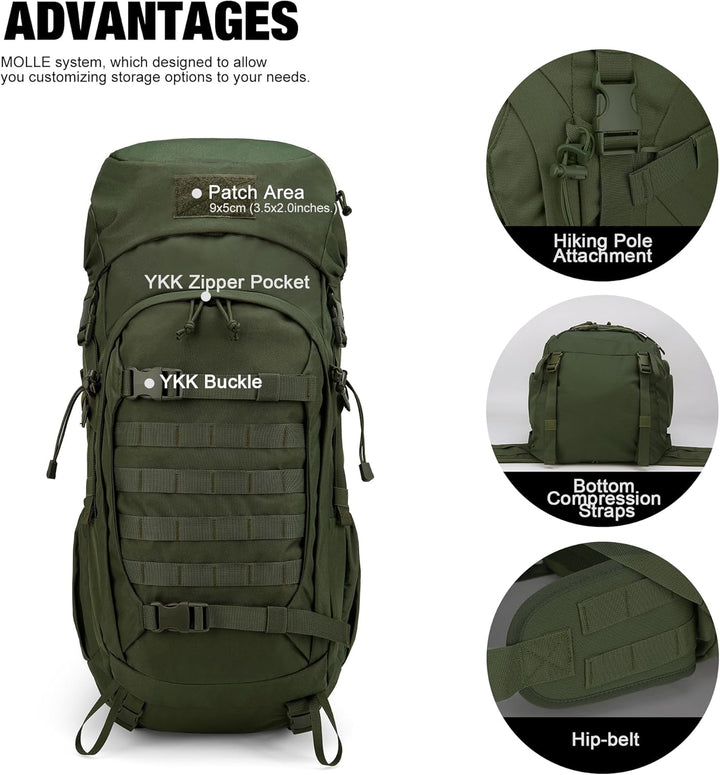 Mardingtop 50/60 Liter Erwachsene Taktischer Trekkingrucksacke Rucksack Outdoor Wanderrucksäcke 50l