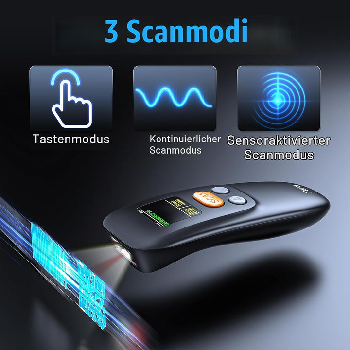 Tera Tragbar Barcode Scanner Mini: 1D 2D QR 1200mAh Akku mit Taste 1.4" Display &amp; Ladestation Handhe