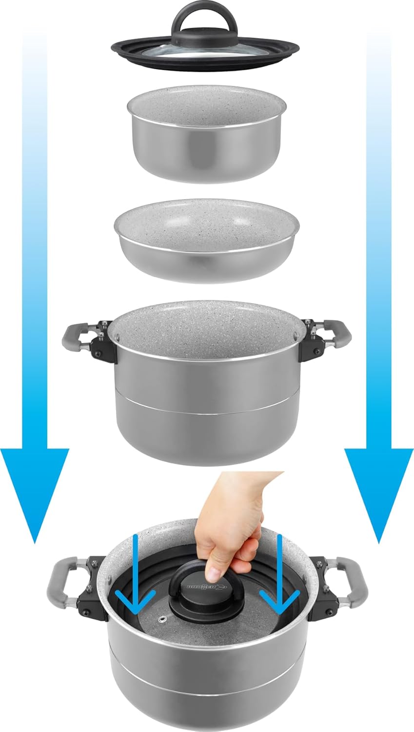 BRUNNER Koch Geschirr Set Fusion 7+1 Magnetic Camping Küche Topf Pfanne Keramik
